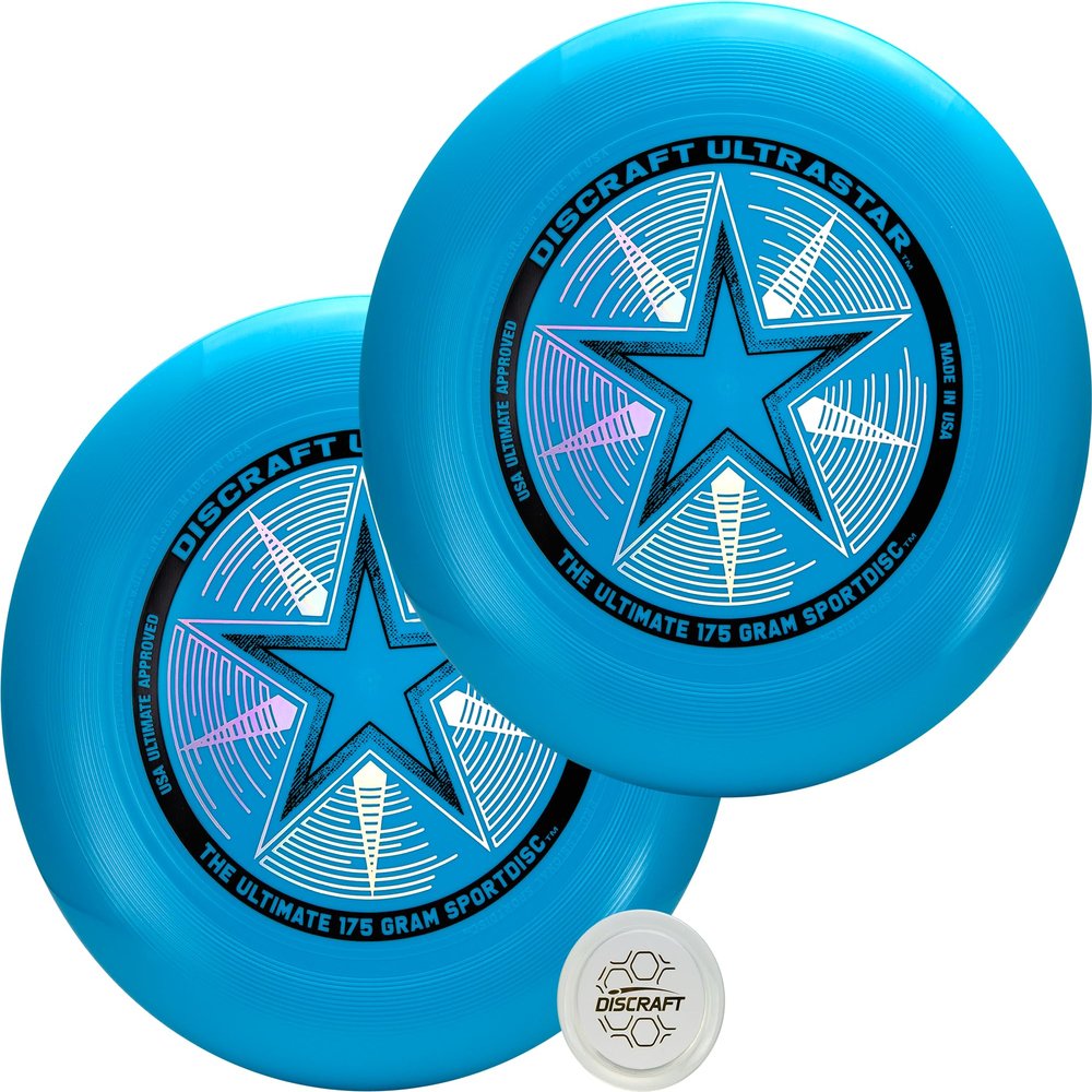 Discraft Two-Pack Cobalt Blue Ultrastar Ultimate Discs - Standard Size, Varied Foil Designs, Perfect for Competitive & Casual Play