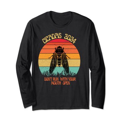 Summer Cicadas 2024 Funny Dont Run With Your Mouth vintage Long Sleeve T-Shirt