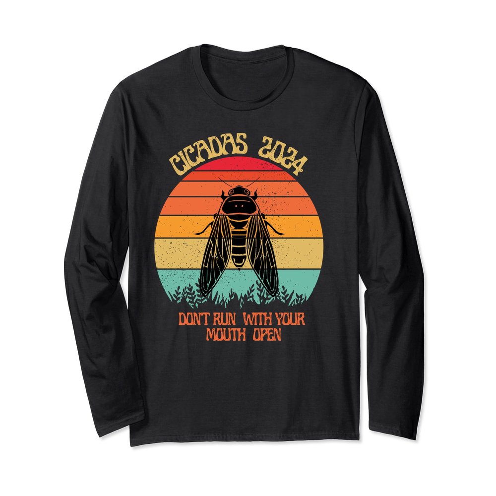Summer Cicadas 2024 Funny Dont Run With Your Mouth vintage Long Sleeve T-Shirt