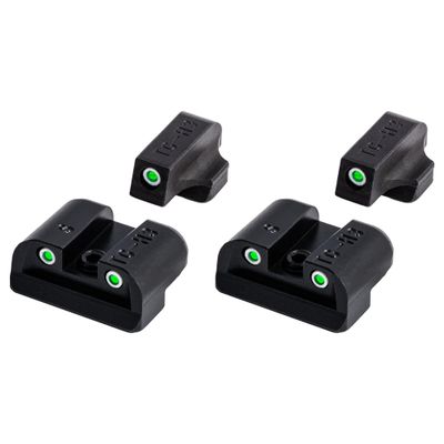 TRUGLO Tritium Front and Rear Handgun Night Sights with White Rings and Glowing Green Dots Compatible with Sig Sauer Handguns (2 Pack)