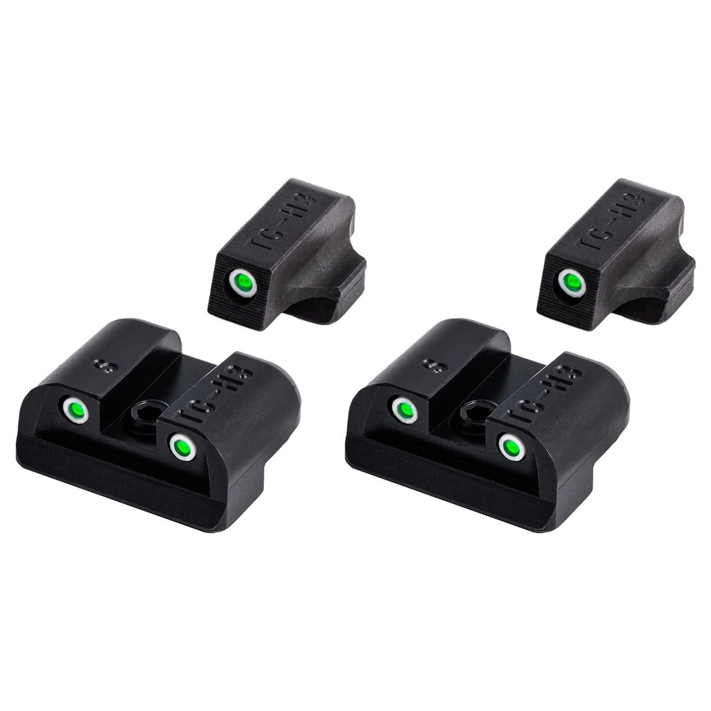 TRUGLO Tritium Front and Rear Handgun Night Sights with White Rings and Glowing Green Dots Compatible with Sig Sauer Handguns (2 Pack)