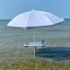 Manufacturers' Select ITC Boat Table w/Umbrella and 47" Sand Bar Leg Set - Large Table, Leg with Auger, Tilting Umbrella, 4 Large Drink Holders, 2 Phone Slots (Glossy White w/ 47" Sand Bar) view 2