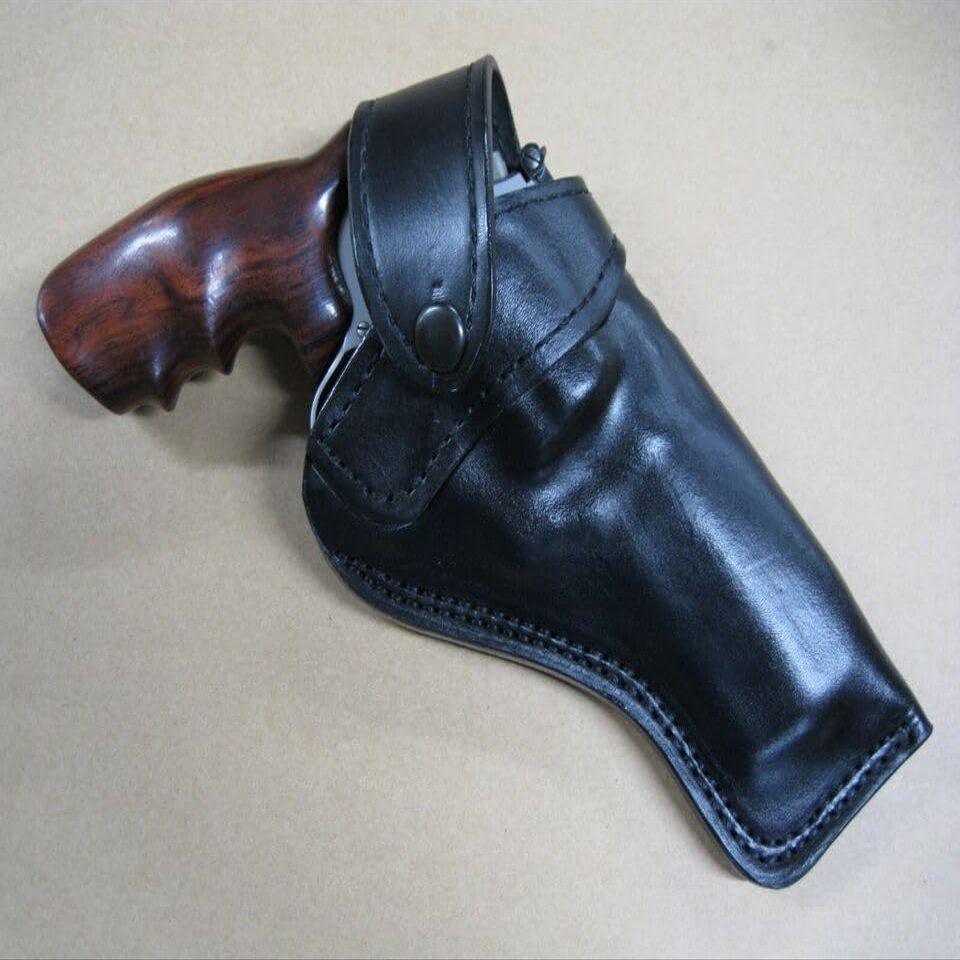 Azula Custom Leather Cross Draw Outdoor Gun Belt Holster for Smith & Wesson S&W N Frame 5" Revolver Model 29, 629, 610, 627, 25, 27, 327, 329 - Black Right Hand