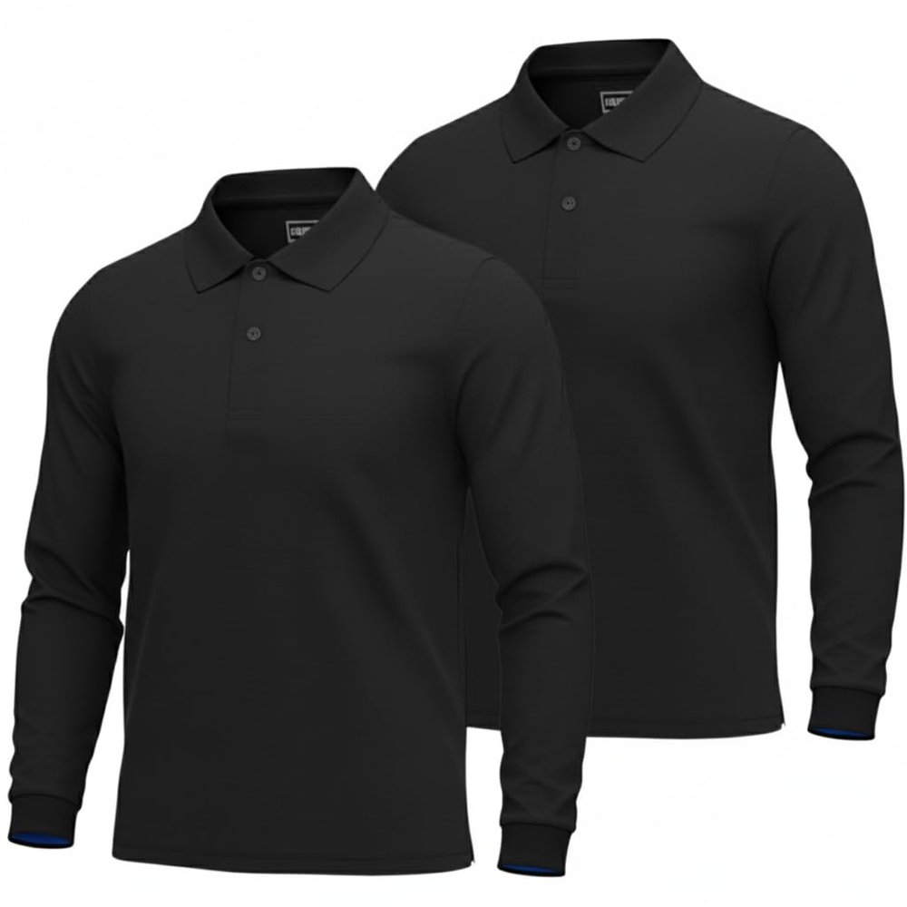 INGEAR Boys Long Sleeve Polo Shirt 2-Pack, Performance School Uniform, Golf, Casual Wear, Moisture-Wicking, Breathable, Stretch, Sizes 4-18 (US, Alpha, Medium, Regular, Black)