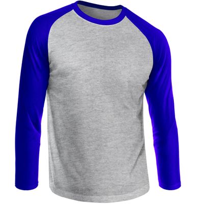 Digital Pie Men's Casual Raglan Slim Fit Long Sleeve Sports Athletic Baseball Jerseys T Shirt Heather Grey/Royal Blue X-Large