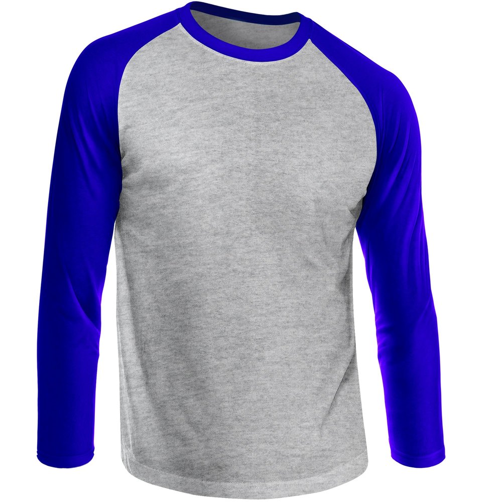 Digital Pie Men's Casual Raglan Slim Fit Long Sleeve Sports Athletic Baseball Jerseys T Shirt Heather Grey/Royal Blue X-Large