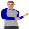 Digital Pie Men's Casual Raglan Slim Fit Long Sleeve Sports Athletic Baseball Jerseys T Shirt Heather Grey/Royal Blue X-Large view 2