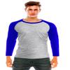 Digital Pie Men's Casual Raglan Slim Fit Long Sleeve Sports Athletic Baseball Jerseys T Shirt Heather Grey/Royal Blue X-Large view 3