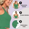 M&M SCRUBS Womens Yoga Top Longline Wirefree Padded Medium Support Sports Bra with 5 Set of Exercise Workout Bands Combo Pack (Medium, True Hunter Green with Resistance Bands) view 2