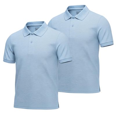 INGEAR Boys Short Sleeve Polo Shirt 2-Pack, School Uniform, Casual Wear, Moisture-Wicking, Breathable, Stretch, Kids Golf Shirt, Sizes 4-16 (US, Alpha, Large, Regular, Light Blue)
