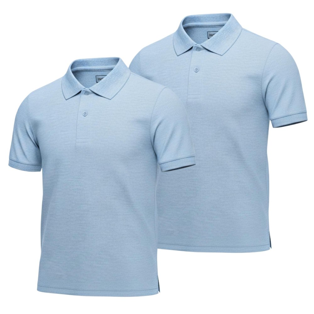 INGEAR Boys Short Sleeve Polo Shirt 2-Pack, School Uniform, Casual Wear, Moisture-Wicking, Breathable, Stretch, Kids Golf Shirt, Sizes 4-16 (US, Alpha, Large, Regular, Light Blue)