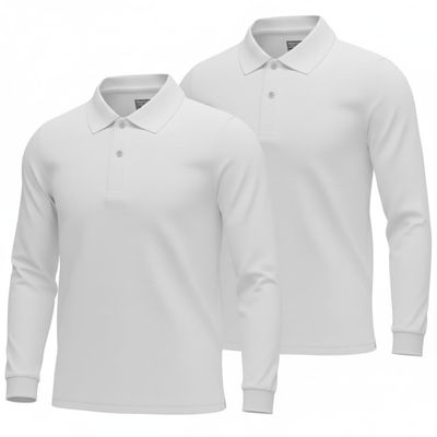 INGEAR Boys Long Sleeve Polo Shirt 2-Pack, Performance School Uniform, Golf, Casual Wear, Moisture-Wicking, Breathable, Stretch, Sizes 4-18 (US, Alpha, Small, Regular, White)