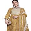 NineFit Basics Women's Polyester Printed Straight Kurta Pant with Dupatta, Colour - Mustard, Size - Medium view 1