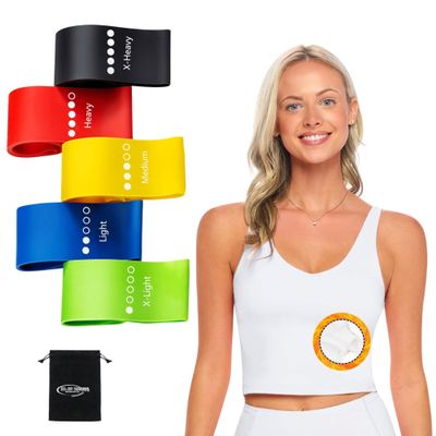 M&M SCRUBS Womens Yoga Top Longline Wirefree Padded Medium Support Sports Bra with 5 Set of Exercise Workout Bands Combo Pack (X-Large, White with Resistance Bands)