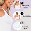 M&M SCRUBS Womens Yoga Top Longline Wirefree Padded Medium Support Sports Bra with 5 Set of Exercise Workout Bands Combo Pack (X-Large, White with Resistance Bands) view 2