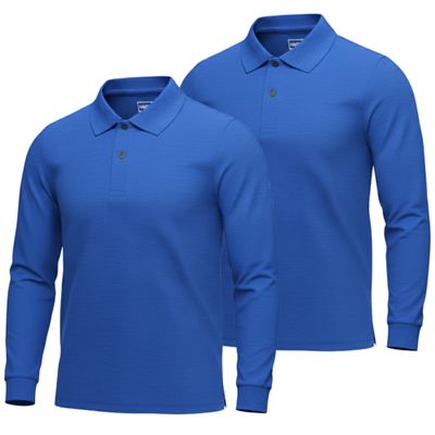 INGEAR Boys Long Sleeve Polo Shirt 2-Pack, Performance School Uniform, Golf, Casual Wear, Moisture-Wicking, Breathable, Stretch, Sizes 4-18 (US, Alpha, XX-Large, Regular, Royal Blue)