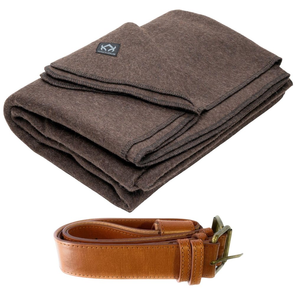 Arcturus Bundle Chocolate Wool Blanket and Vegan Leather Strap Bundle