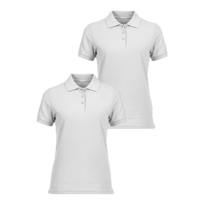 INGEAR Girls Short Sleeve Polo Shirt 2PK - School Uniform & Casual Wear (US, Alpha, X-Large, Regular, White)