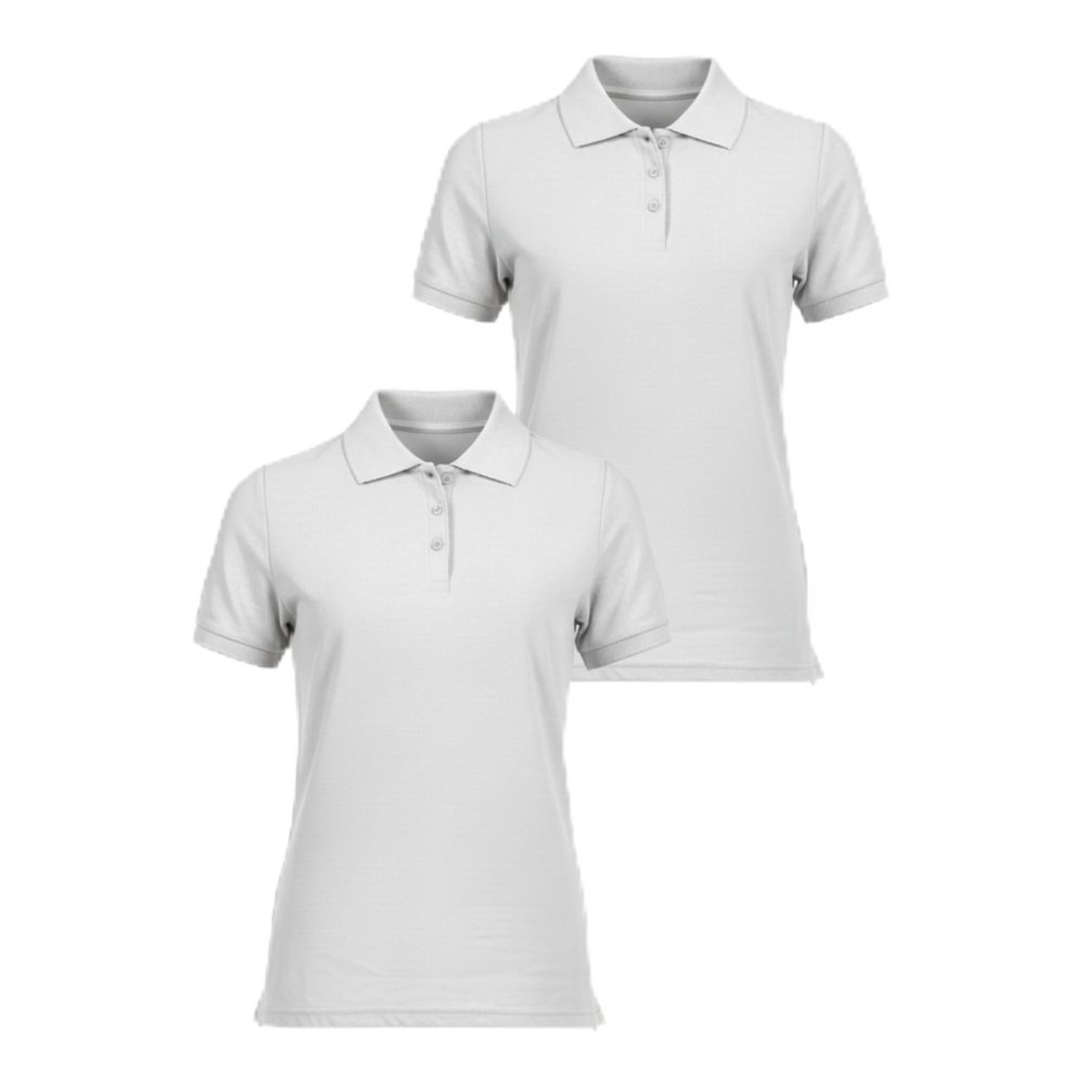 INGEAR Girls Short Sleeve Polo Shirt 2PK - School Uniform & Casual Wear (US, Alpha, X-Large, Regular, White)