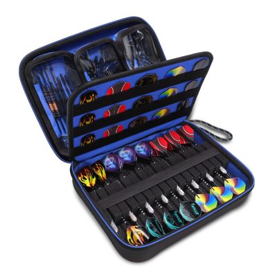 USA Gear XL Semi Hard Shell Dart Case - Storage Protective for 15 Piece Dart Set, Tips, Flights and Shafts, and More Accessories - Locking Foam Design for Soft and Steel Tips (Blue) - Case Only