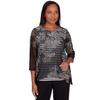 Alfred Dunner Women's Opposites Attract Floral Mesh Stripe Top (US, Alpha, X-Large, Regular, Petite, Petite, Multi) view 1