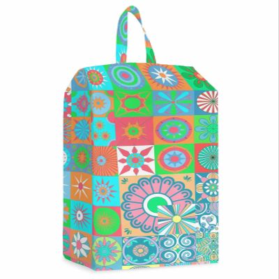 Boho Ethnic Style Shoe Bags - Large Travel Golf Shoes Pouch Bags Storage Organizer Accessories with Zipper & Handle for Men, Women, Kids, Traveling, Gym, Sport, Geometric Bohemia Colorful Flower