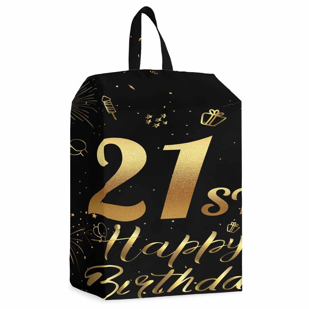 21th Birthday Shoe Bags - X-Large Travel Golf Shoes Pouch Bags Storage Organizer Accessories with Zipper & Handle for Men, Women, Kids, Traveling, Gym, Sport, Star Cake Fireworks Golden Black