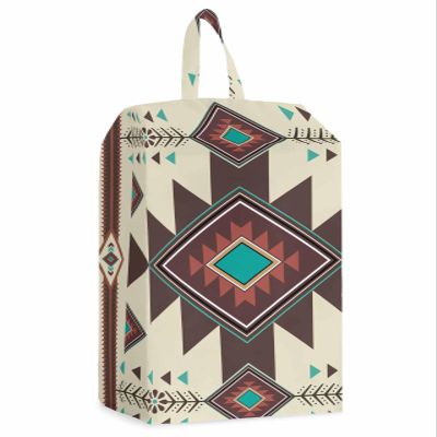 Native American Western Shoe Bags - X-Large Travel Golf Shoes Pouch Bags Storage Organizer Accessories with Zipper & Handle for Men, Women, Kids, Traveling, Gym, Sport, Southwest Mexican Boho Brown