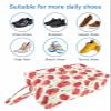 Floral Red Shoe Bags - Large Travel Golf Shoes Pouch Bags Storage Organizer Accessories with Zipper & Handle for Men, Women, Kids, Traveling, Gym, Sport, astoral Country French Botanical Flower Plant view 3