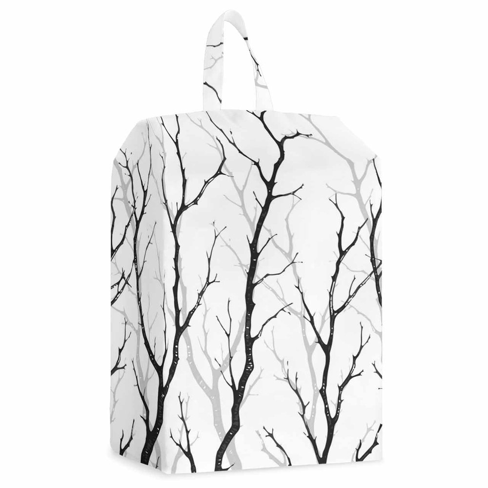 Abstract Contemporary Branch Shoe Bags - X-Large Travel Golf Shoes Pouch Bags Storage Organizer Accessories with Zipper & Handle for Men,Women,Kids,Traveling,Gym,Sport,Black Tree Minimalist White