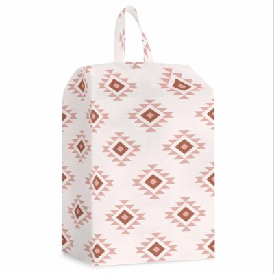 Pink Geometric Shoe Bags - Large Travel Golf Shoes Pouch Bags Storage Organizer Accessories with Zipper & Handle for Men, Women, Kids, Traveling, Gym, Sport, Aztec Boho Moroccan Morocco Bohemian