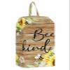 Sunflower Shoe Bags - Large Travel Golf Shoes Pouch Bags Storage Organizer Accessories with Zipper & Handle for Men, Women, Kids, Traveling, Gym, Sport, Summer Bee Eucalyptus Leaves Retro Wood Grain view 1