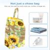 Sunflower Shoe Bags - Large Travel Golf Shoes Pouch Bags Storage Organizer Accessories with Zipper & Handle for Men, Women, Kids, Traveling, Gym, Sport, Summer Bee Eucalyptus Leaves Retro Wood Grain view 4