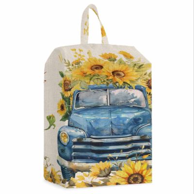 Blue Truck Shoe Bags - X-Large Travel Golf Shoes Pouch Bags Storage Organizer Accessories with Zipper & Handle for Men, Women, Kids, Traveling, Gym, Sport, Sunflower Floral Farmhouse Rustic Leaves