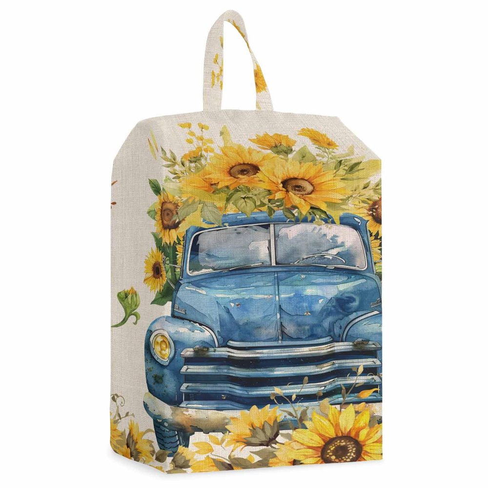 Blue Truck Shoe Bags - X-Large Travel Golf Shoes Pouch Bags Storage Organizer Accessories with Zipper & Handle for Men, Women, Kids, Traveling, Gym, Sport, Sunflower Floral Farmhouse Rustic Leaves