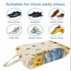 Blue Truck Shoe Bags - X-Large Travel Golf Shoes Pouch Bags Storage Organizer Accessories with Zipper & Handle for Men, Women, Kids, Traveling, Gym, Sport, Sunflower Floral Farmhouse Rustic Leaves view 3