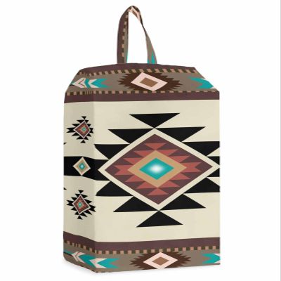 Southwestern Shoe Bags - Large Travel Golf Shoes Pouch Bags Storage Organizer Accessories with Zipper & Handle for Men,Women,Kids,Traveling,Gym,Sport,Rustic Traditional Tribal Geometriy Brown Red Boho