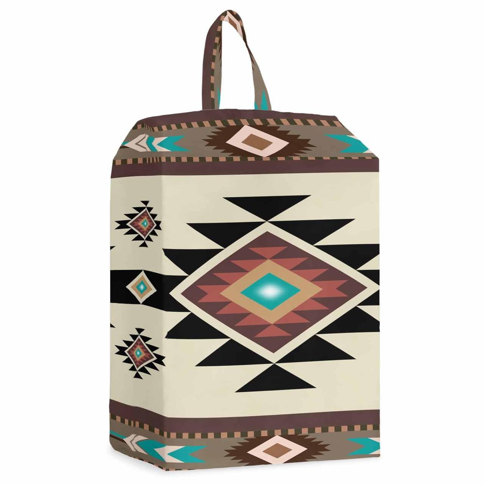 Southwestern Shoe Bags - Large Travel Golf Shoes Pouch Bags Storage Organizer Accessories with Zipper & Handle for Men,Women,Kids,Traveling,Gym,Sport,Rustic Traditional Tribal Geometriy Brown Red Boho