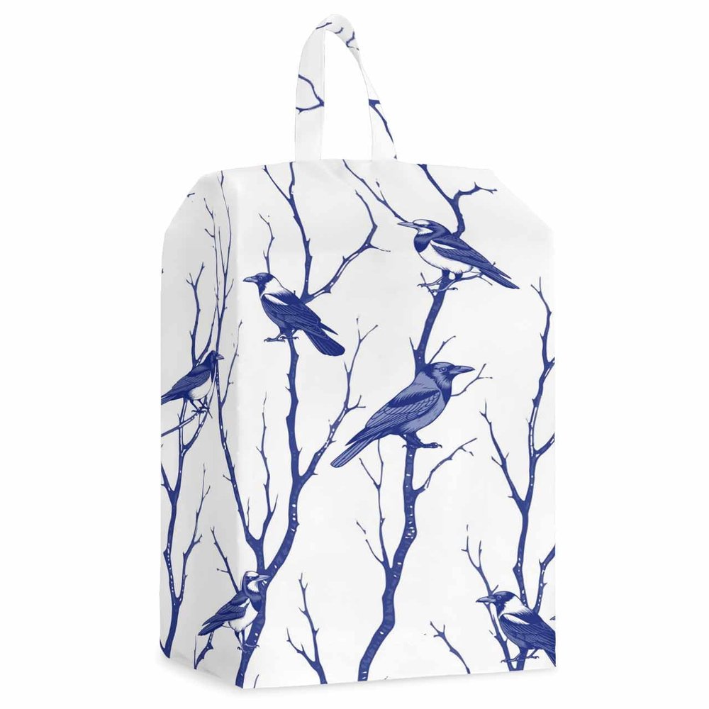 Forest Tree Bird Shoe Bags - X-Large Travel Golf Shoes Pouch Bags Storage Organizer Accessories with Zipper & Handle for Men, Women, Kids, Traveling, Gym, Sport, Navy Blue Branch Modern Simple White