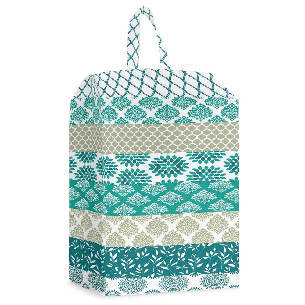 Boho Turquoise Floral Shoe Bags - Large Travel Golf Shoes Pouch Bags Storage Organizer Accessories with Zipper & Handle for Men,Women,Kids,Traveling,Gym,Sport,Modern Geometric Oriental Tribal Mandala