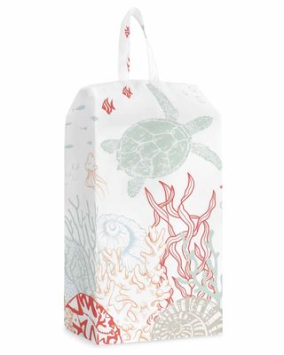 Coastal Turtle Shoe Bags - X-Large Travel Golf Shoes Pouch Bags Storage Organizer Accessories with Zipper & Handle for Men,Women,Kids,Traveling,Gym,Sport,Multicolor Coral Seaweed Starfish Jellyfish