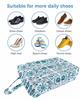 Boho Floral Blue Shoe Bags - X-Large Travel Golf Shoes Pouch Bags Storage Organizer Accessories with Zipper & Handle for Men, Women, Kids, Traveling, Gym, Sport, Spring Summer Botanical Flowers Herb view 3