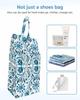 Boho Floral Blue Shoe Bags - X-Large Travel Golf Shoes Pouch Bags Storage Organizer Accessories with Zipper & Handle for Men, Women, Kids, Traveling, Gym, Sport, Spring Summer Botanical Flowers Herb view 4