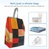 Abstract Orange Shoe Bags - Large Travel Golf Shoes Pouch Bags Storage Organizer Accessories with Zipper & Handle for Men, Women, Kids, Traveling, Gym, Sport, Shabby Chic Geometric Circle Red Black view 4