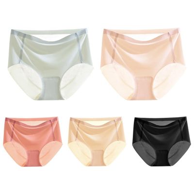 HEJIGOOD 5-Pack Women's Seamless Ice Silk Panties - Ultra-Thin, Breathable, No-Show, Stretchy Underwear (Multicolor,XX-Large)