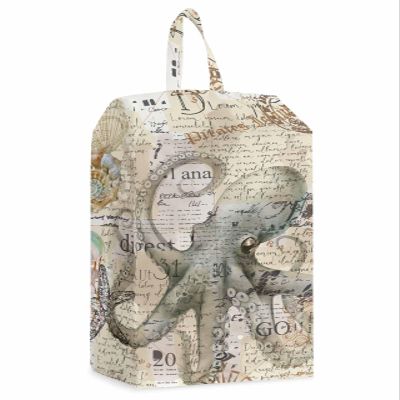 Brown Octopus Shoe Bags - Large Travel Golf Shoes Pouch Bags Storage Organizer Accessories with Zipper & Handle for Men, Women, Kids, Traveling, Gym, Sport, Nautical Coastal Anchor Boat Starfish Conch