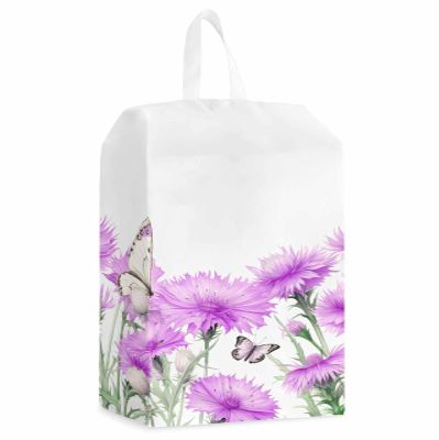 Elegant Purple Flower Shoe Bags - X-Large Travel Golf Shoes Pouch Bags Storage Organizer Accessories with Zipper & Handle for Men, Women, Kids, Traveling, Gym, Sport, Spring Garden Blossom Herbs White