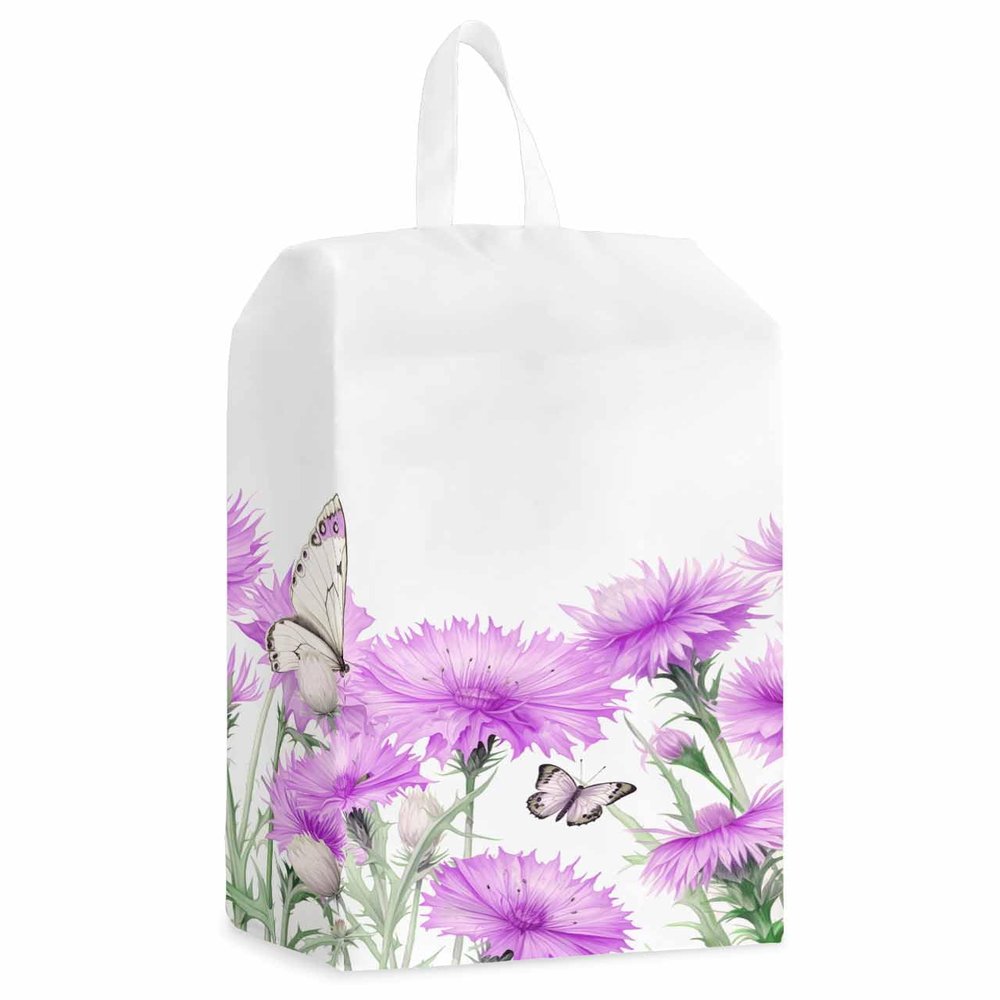 Elegant Purple Flower Shoe Bags - X-Large Travel Golf Shoes Pouch Bags Storage Organizer Accessories with Zipper & Handle for Men, Women, Kids, Traveling, Gym, Sport, Spring Garden Blossom Herbs White