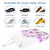 Elegant Purple Flower Shoe Bags - X-Large Travel Golf Shoes Pouch Bags Storage Organizer Accessories with Zipper & Handle for Men, Women, Kids, Traveling, Gym, Sport, Spring Garden Blossom Herbs White view 3