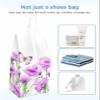 Elegant Purple Flower Shoe Bags - X-Large Travel Golf Shoes Pouch Bags Storage Organizer Accessories with Zipper & Handle for Men, Women, Kids, Traveling, Gym, Sport, Spring Garden Blossom Herbs White view 4
